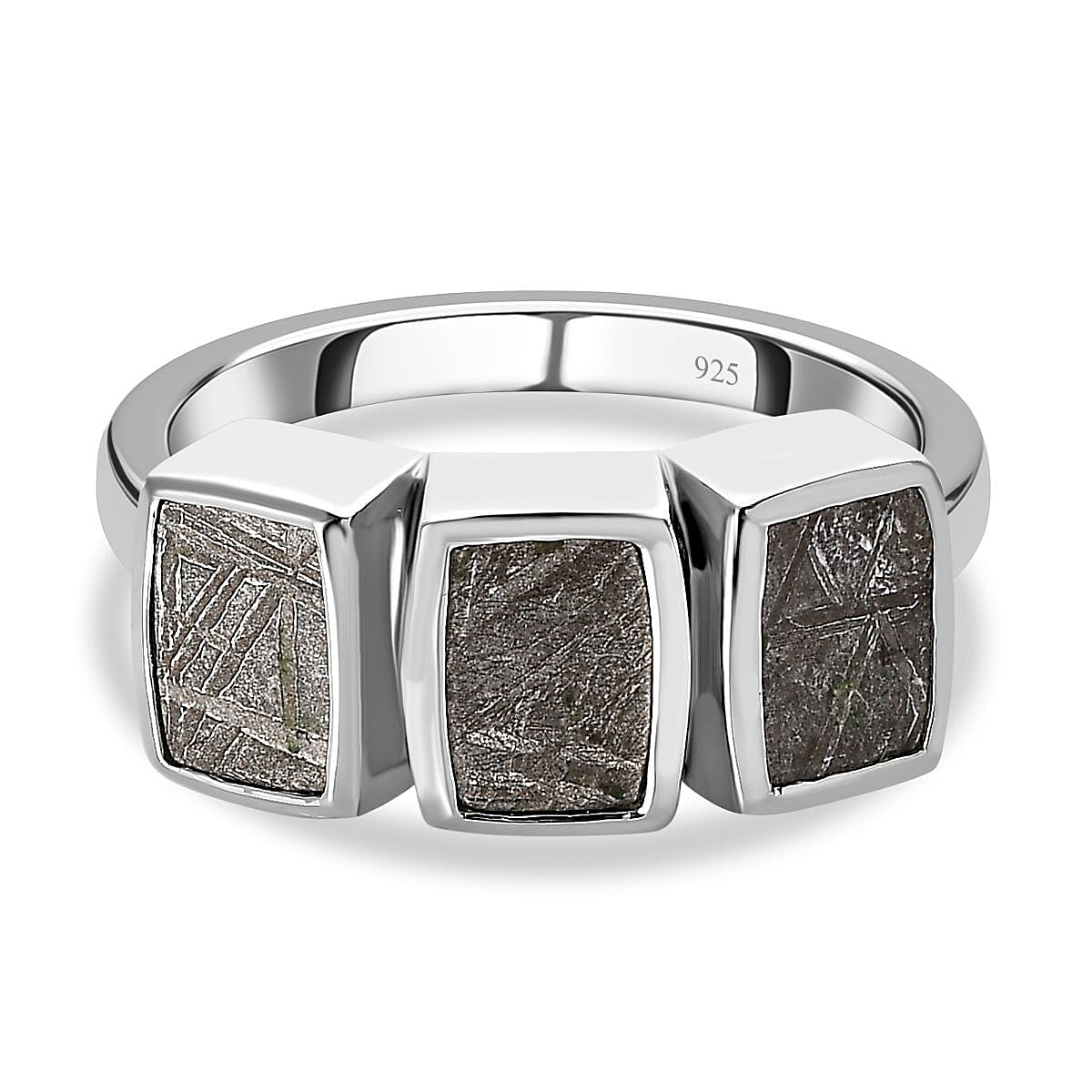 Meteorite 9.75 ctw Ring in Rhodium Over Sterling Silver (Size 8.0)