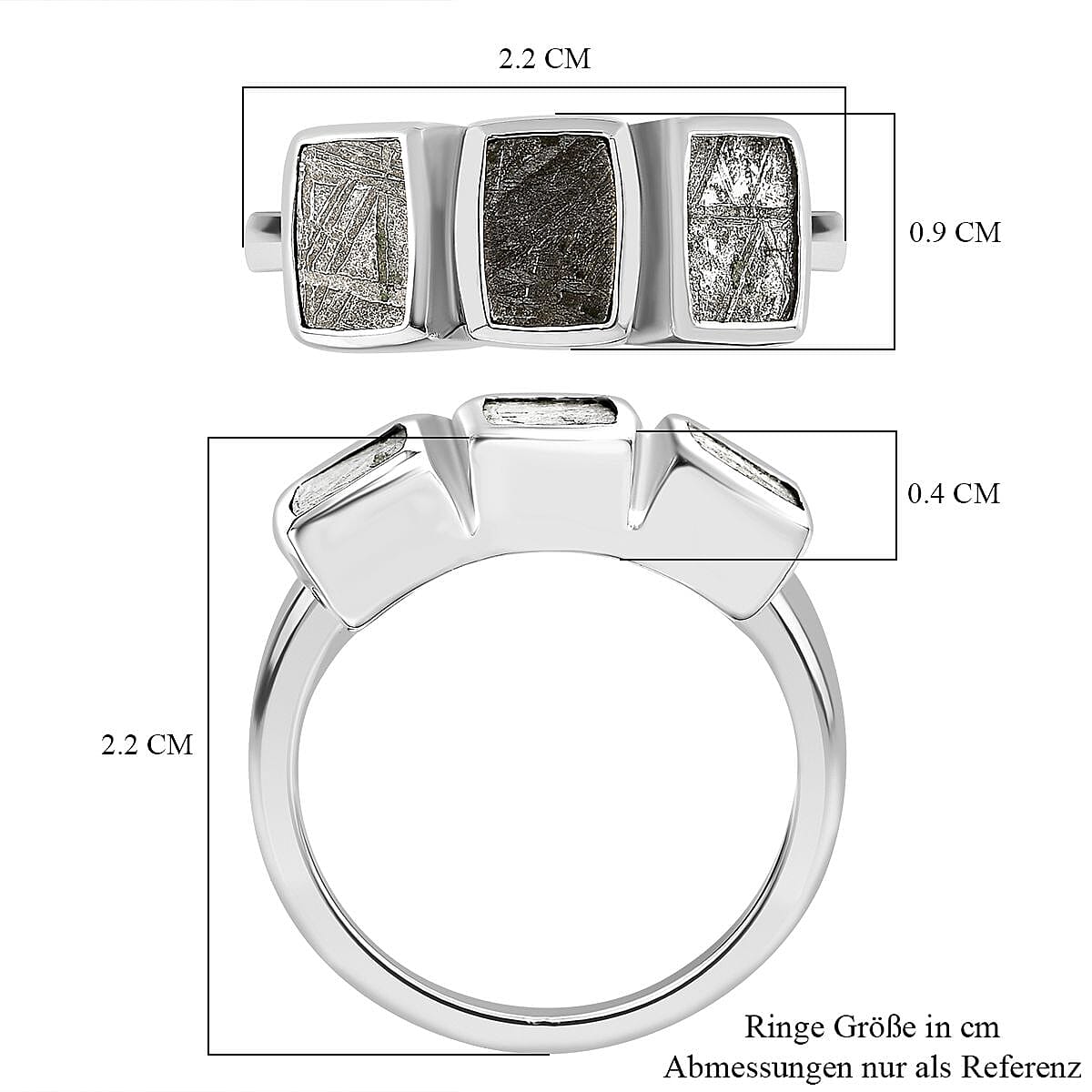 Meteorite 9.75 ctw Ring in Rhodium Over Sterling Silver (Size 8.0)