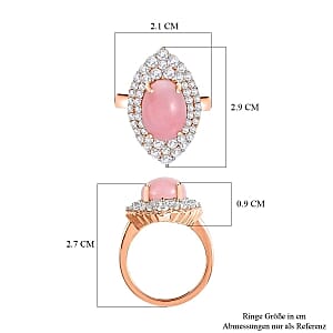 Pink Opal, White Zircon Ring in Vermeil RG Over Sterling Silver (Size 11.5) 7.17 ctw