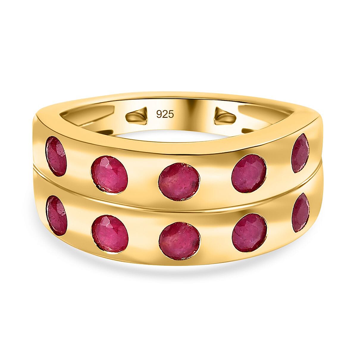 African Ruby 1.80 ctw Ring in 18K Vermeil Yellow Gold Over Sterling Silver (Size 10.0)