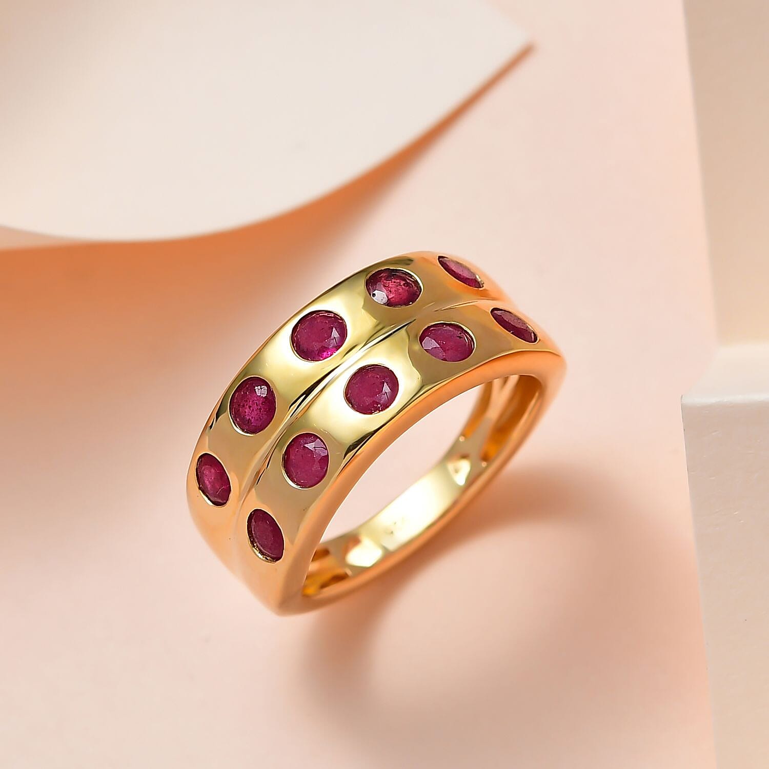 African Ruby 1.80 ctw Ring in 18K Vermeil Yellow Gold Over Sterling Silver (Size 10.0)