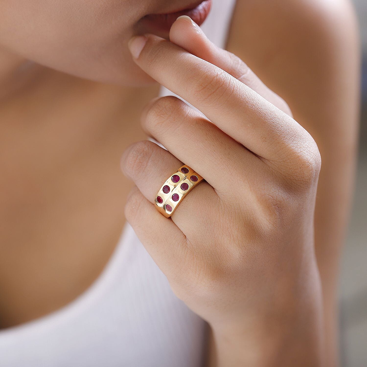 African Ruby 1.80 ctw Ring in 18K Vermeil Yellow Gold Over Sterling Silver (Size 10.0)