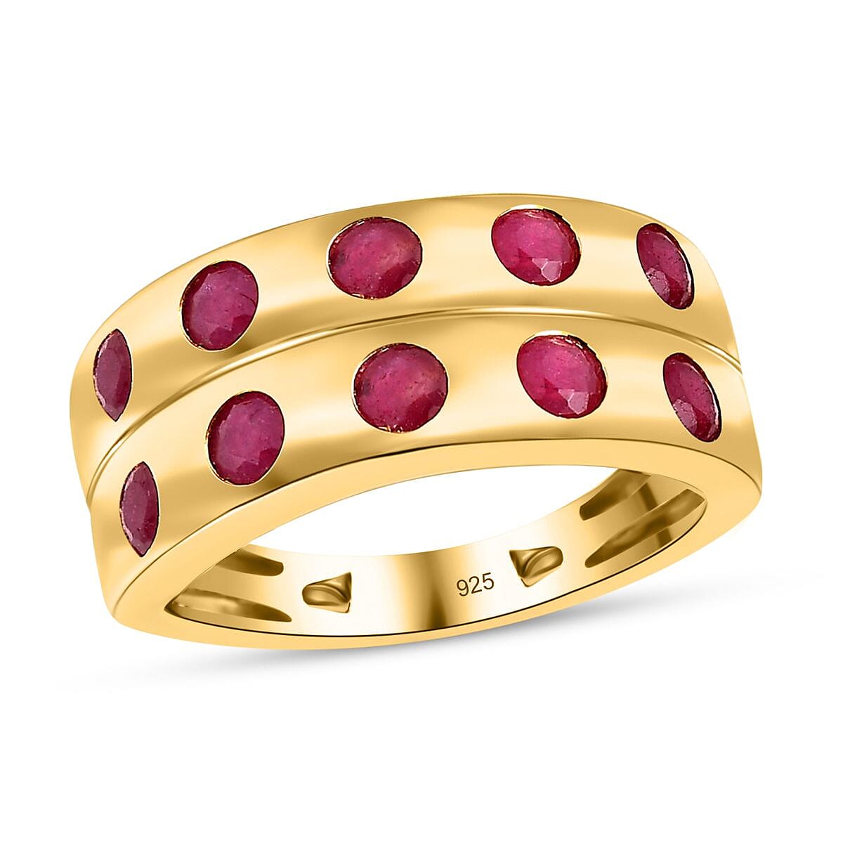 African Ruby 1.80 ctw Ring in 18K Vermeil Yellow Gold Over Sterling Silver (Size 10.0)