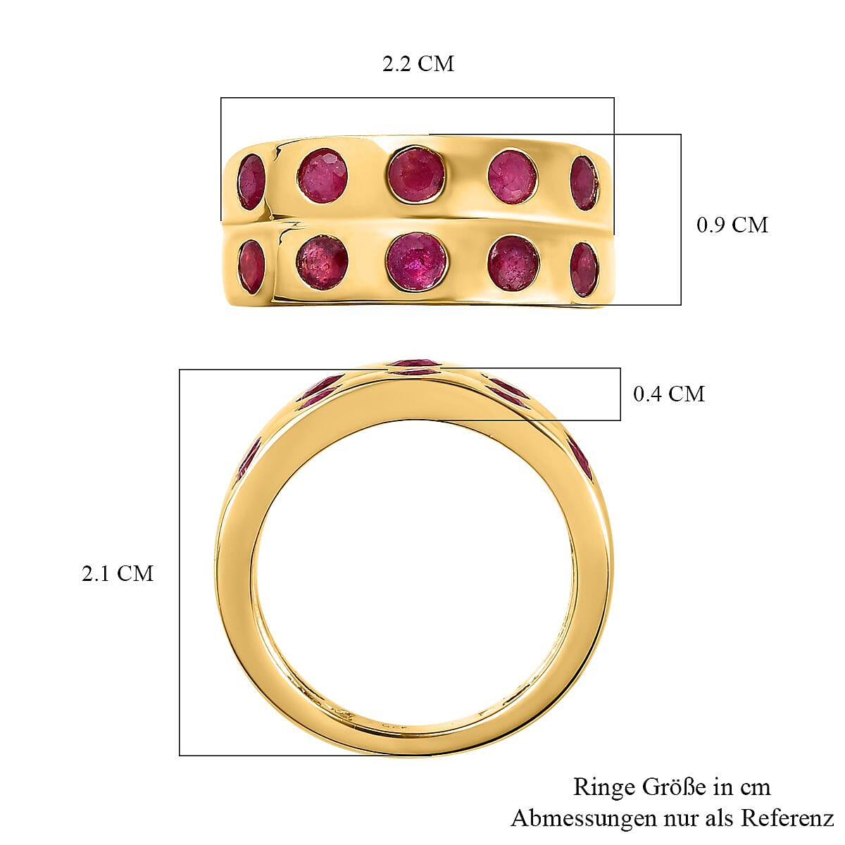 African Ruby 1.80 ctw Ring in 18K Vermeil Yellow Gold Over Sterling Silver (Size 10.0)