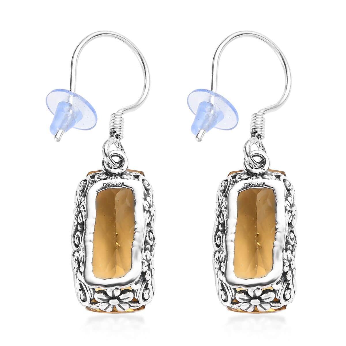 Artisan Crafted Brazilian Citrine Solitaire Lever Back Earrings in Sterling Silver 16.75 ctw image number 3