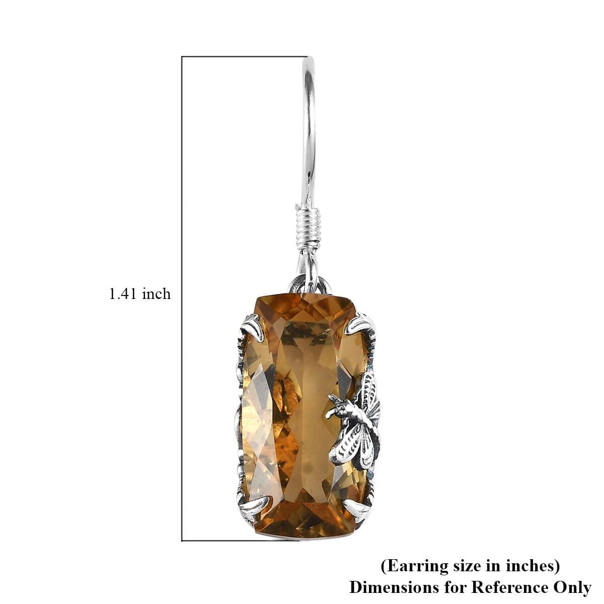 Artisan Crafted Brazilian Citrine Solitaire Lever Back Earrings in Sterling Silver 16.75 ctw image number 4