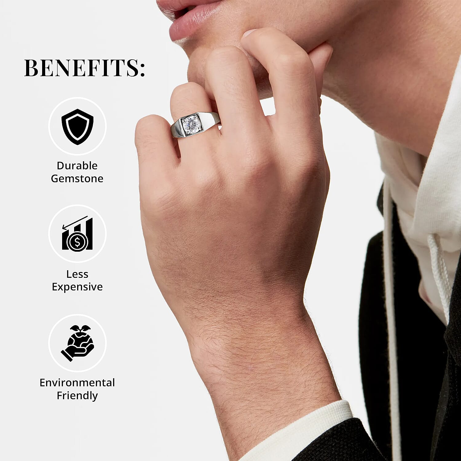 Moissanite Solitaire Ring in Platinum Over Sterling Silver (Size 10.0) 1.50 ctw (Del. in 10-15 Days)