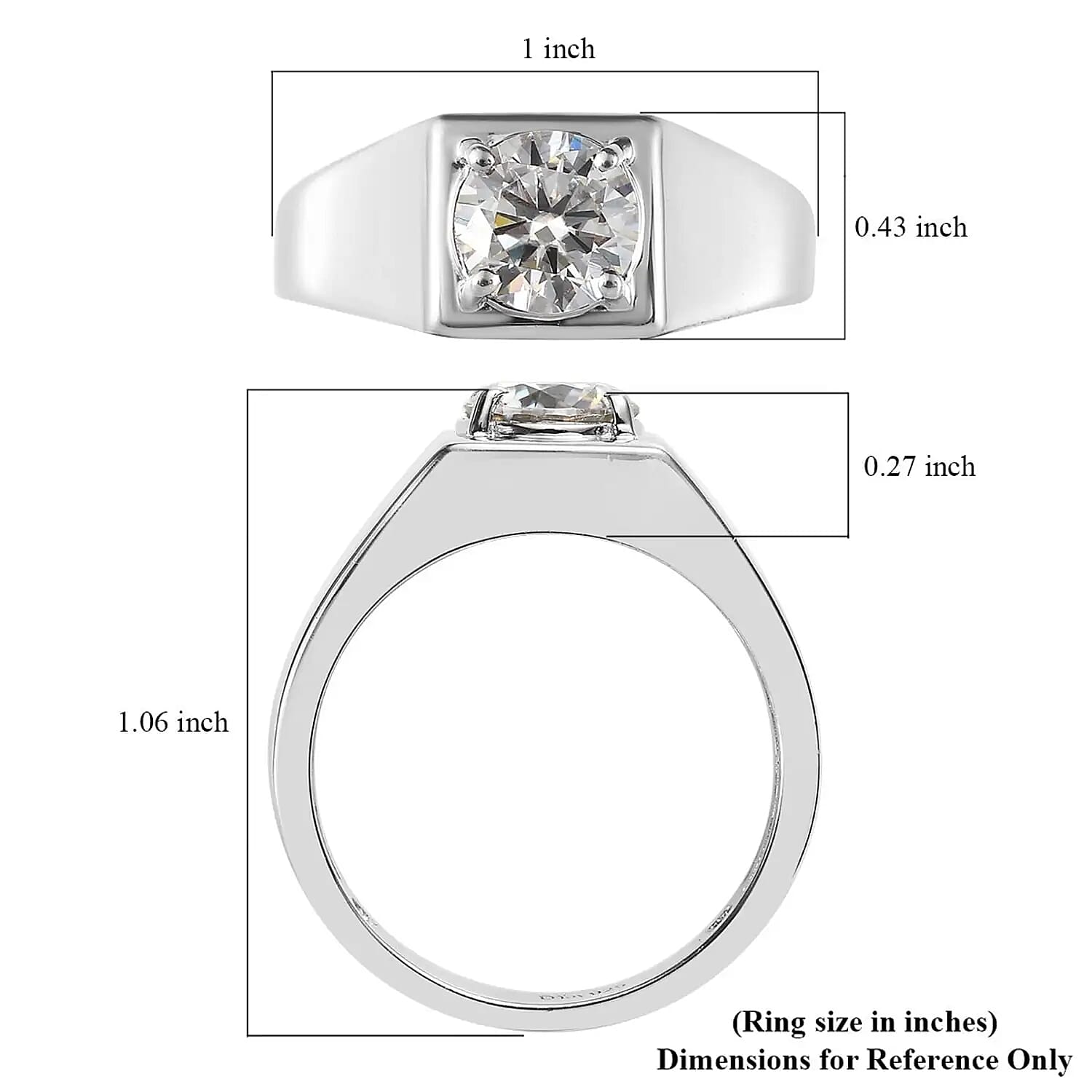 Moissanite Solitaire Ring in Platinum Over Sterling Silver (Size 10.0) 1.50 ctw (Del. in 10-15 Days)