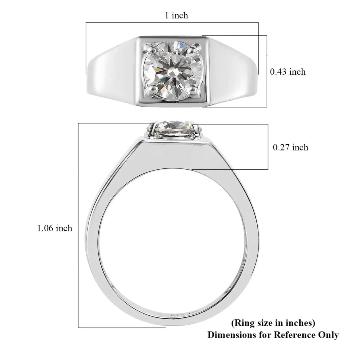 Moissanite Solitaire Ring in Platinum Over Sterling Silver (Size 10.0) 1.50 ctw (Del. in 10-15 Days) image number 6