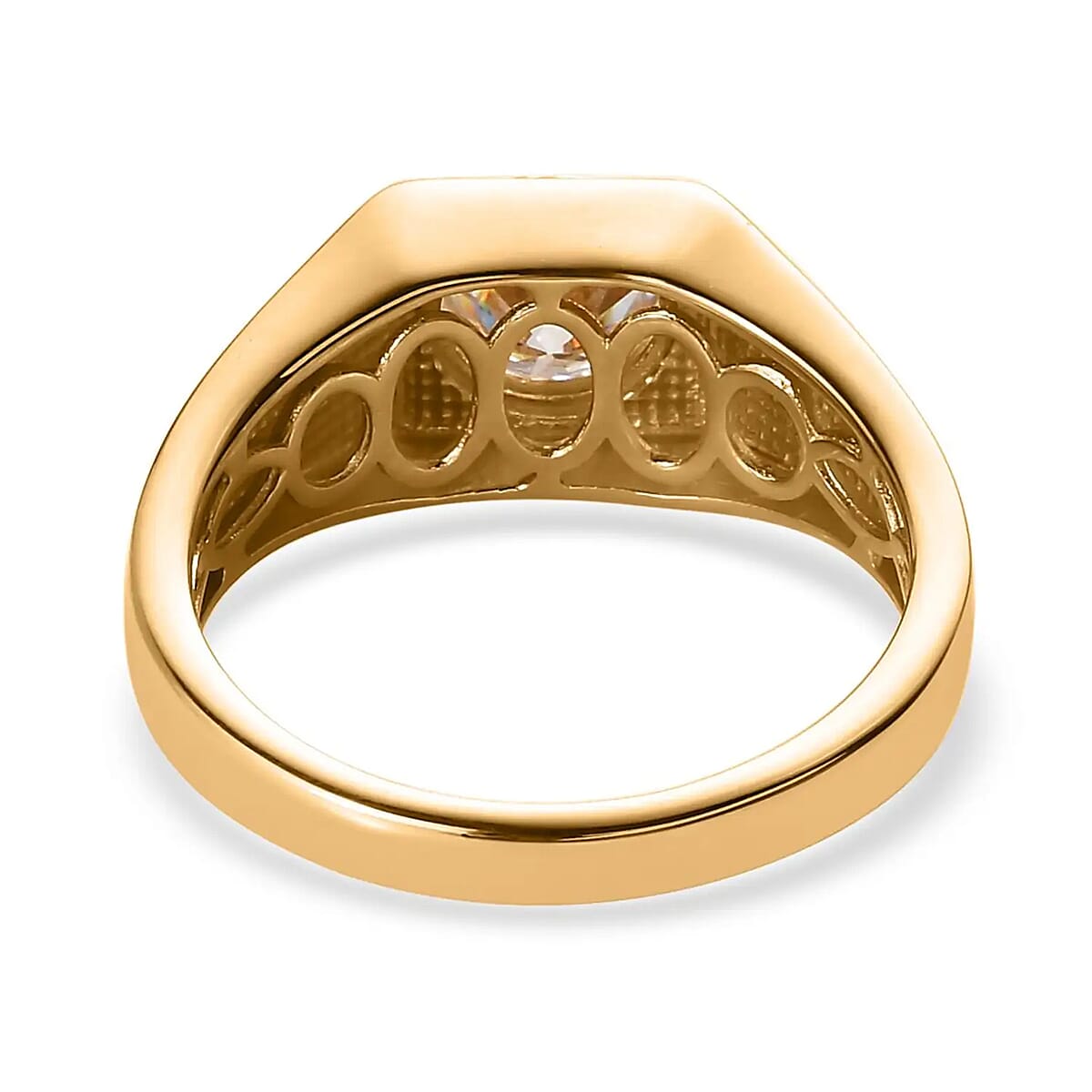 Moissanite Solitaire Ring, Solitaire Mens Ring, Moissanite Ring, Deco Ring, Vermeil Yellow Gold Over Sterling Silver Ring, Deco Mens Ring, Promise Rings (Size 12.0) 1.50 ctw image number 5