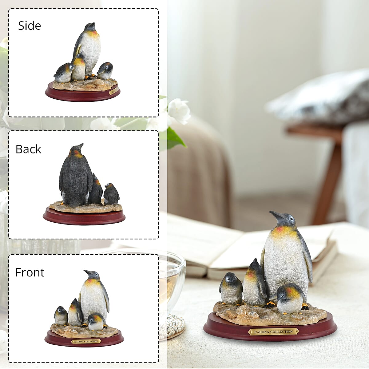Closeout Hand Painted Resin Figurine with Stand - Penguin, Miniature Hand Painted Animal Figurine Decor For Tabletop Desk Decoration image number 3