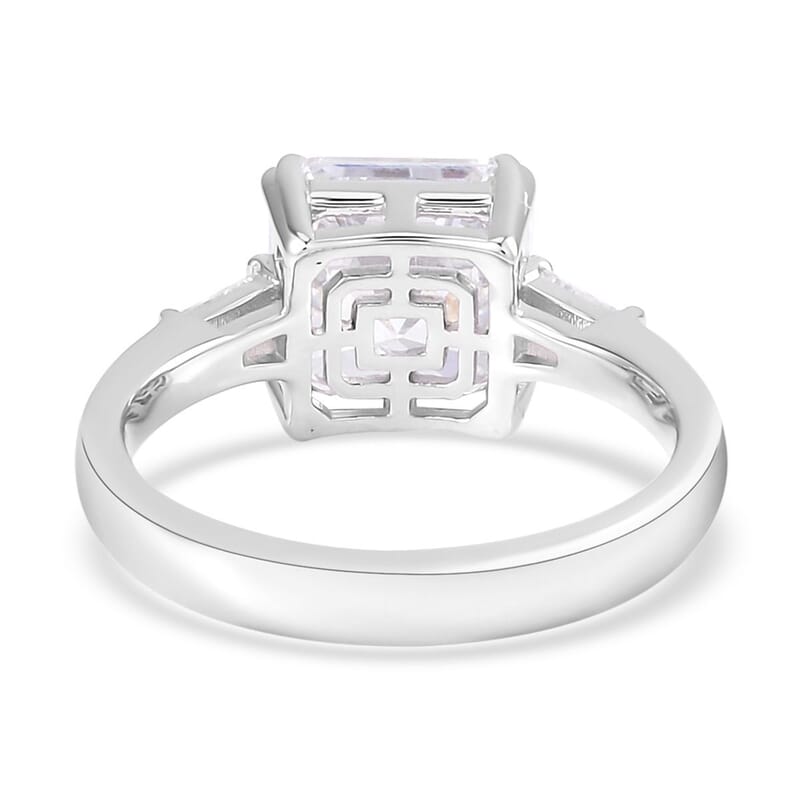 Lustro Stella Asscher Cut Finest CZ Ring in Platinum Over Sterling Silver (Size 10.0) 9.10 ctw