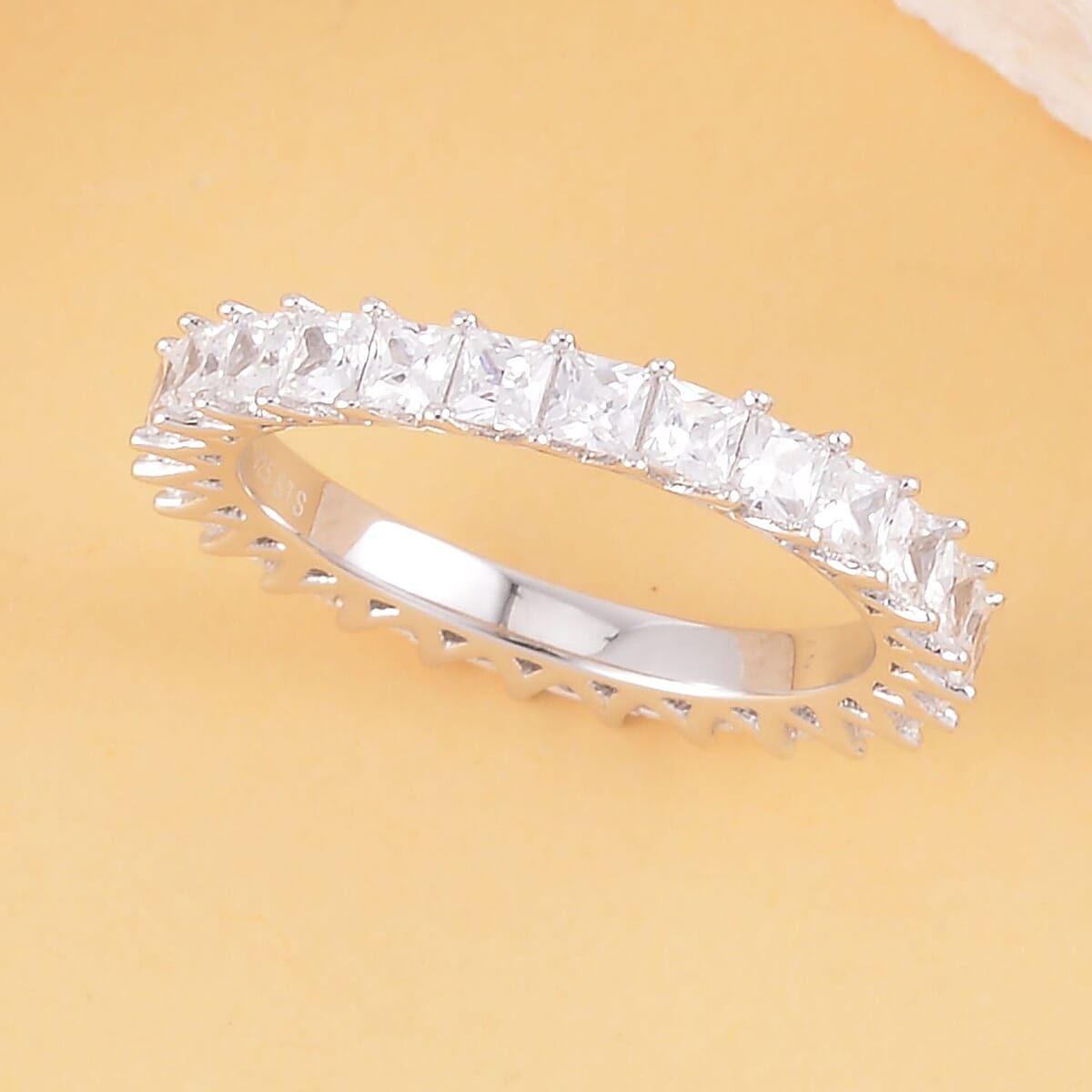 Lustro Stella Finest CZ Eternity Band Ring in Platinum Over Sterling Silver (Size 6.0) 3.50 ctw image number 1