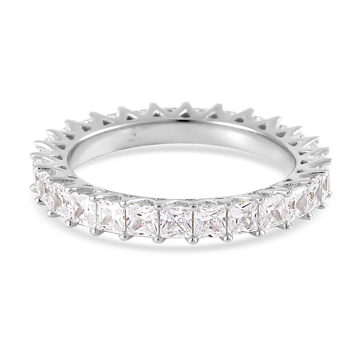 Lustro Stella Finest CZ Eternity Band Ring in Platinum Over Sterling Silver (Size 6.0) 3.50 ctw image number 3