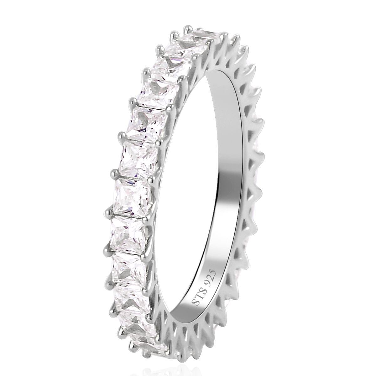 Lustro Stella Finest CZ Eternity Band Ring in Platinum Over Sterling Silver (Size 6.0) 3.50 ctw image number 4