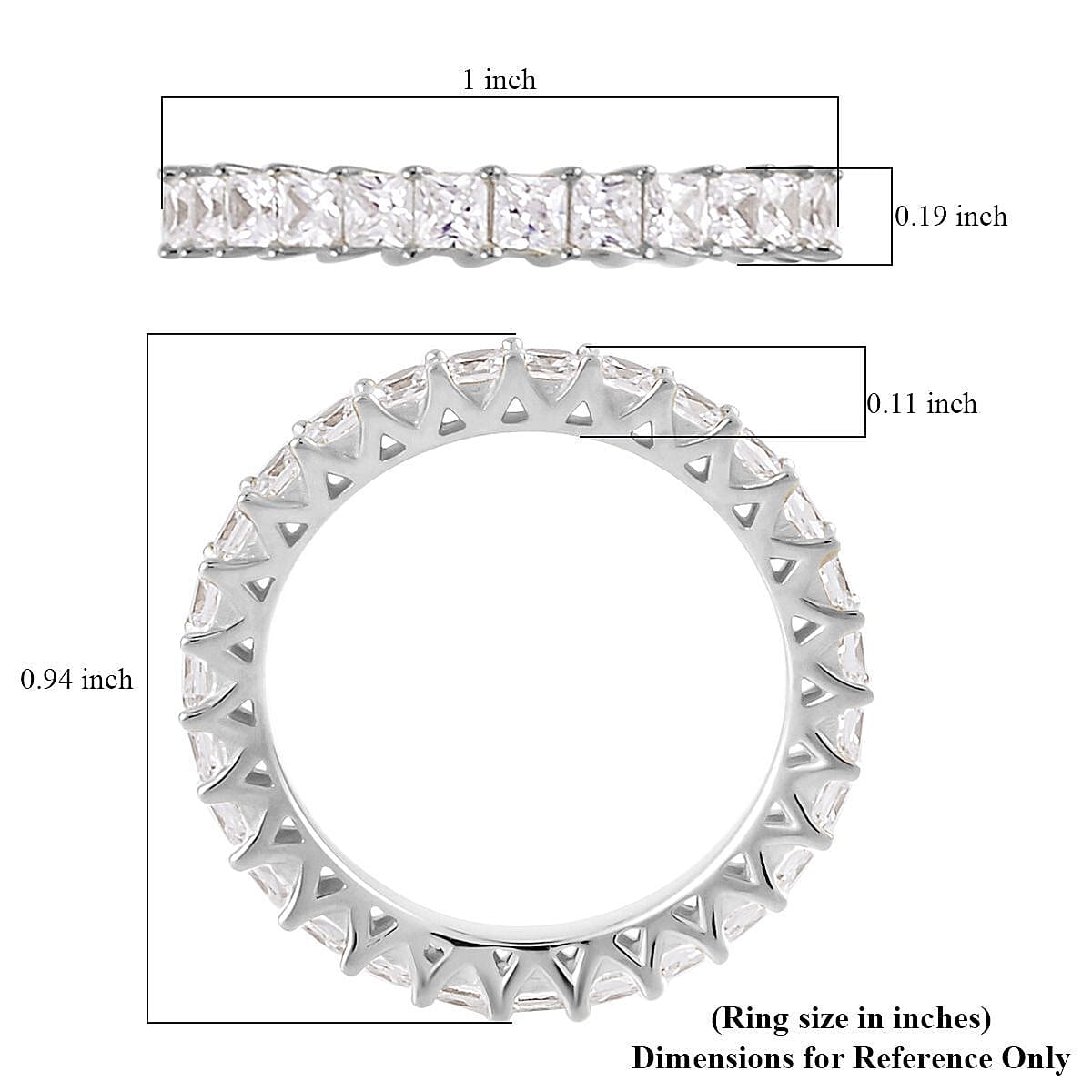 Lustro Stella Finest CZ Eternity Band Ring in Platinum Over Sterling Silver (Size 6.0) 3.50 ctw image number 5