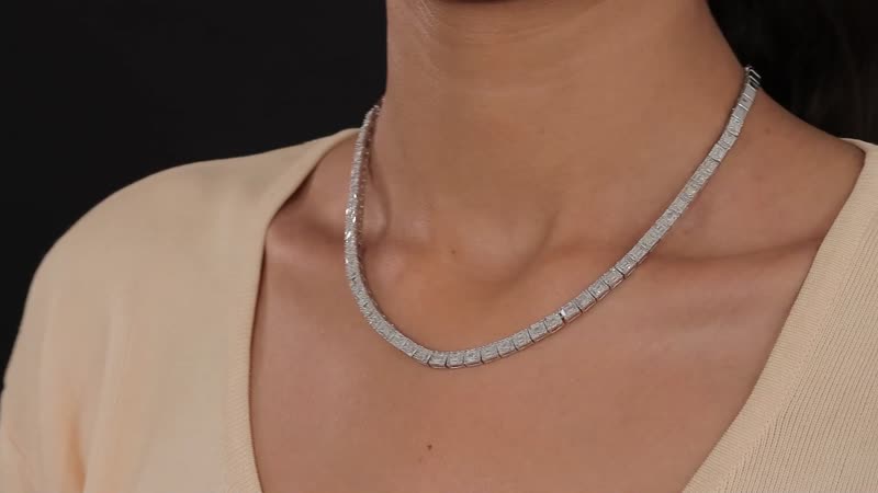 Diamond Necklace 16 Inches in Platinum Over Sterling Silver 4.00 ctw