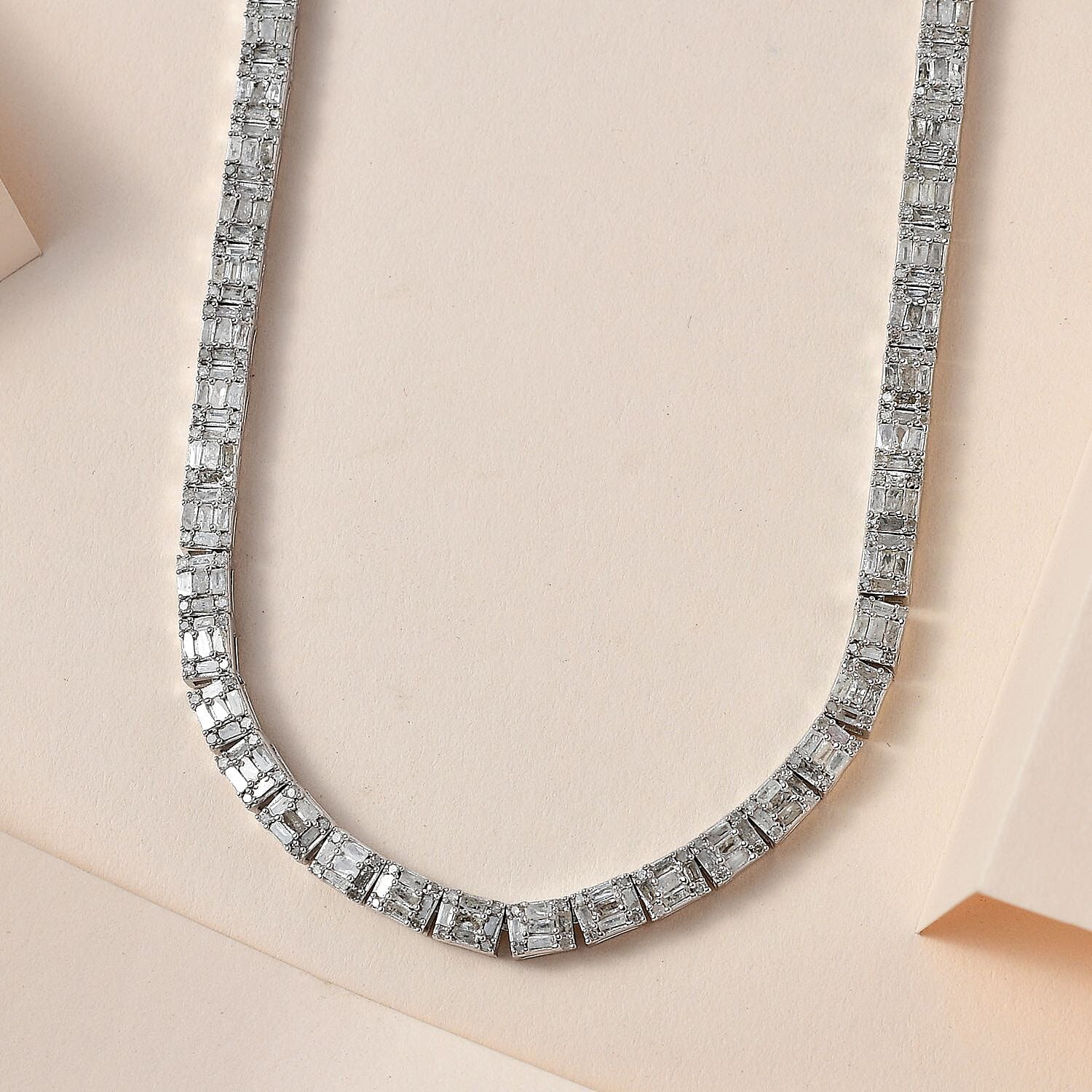 Diamond Necklace 16 Inches in Platinum Over Sterling Silver 4.00 ctw