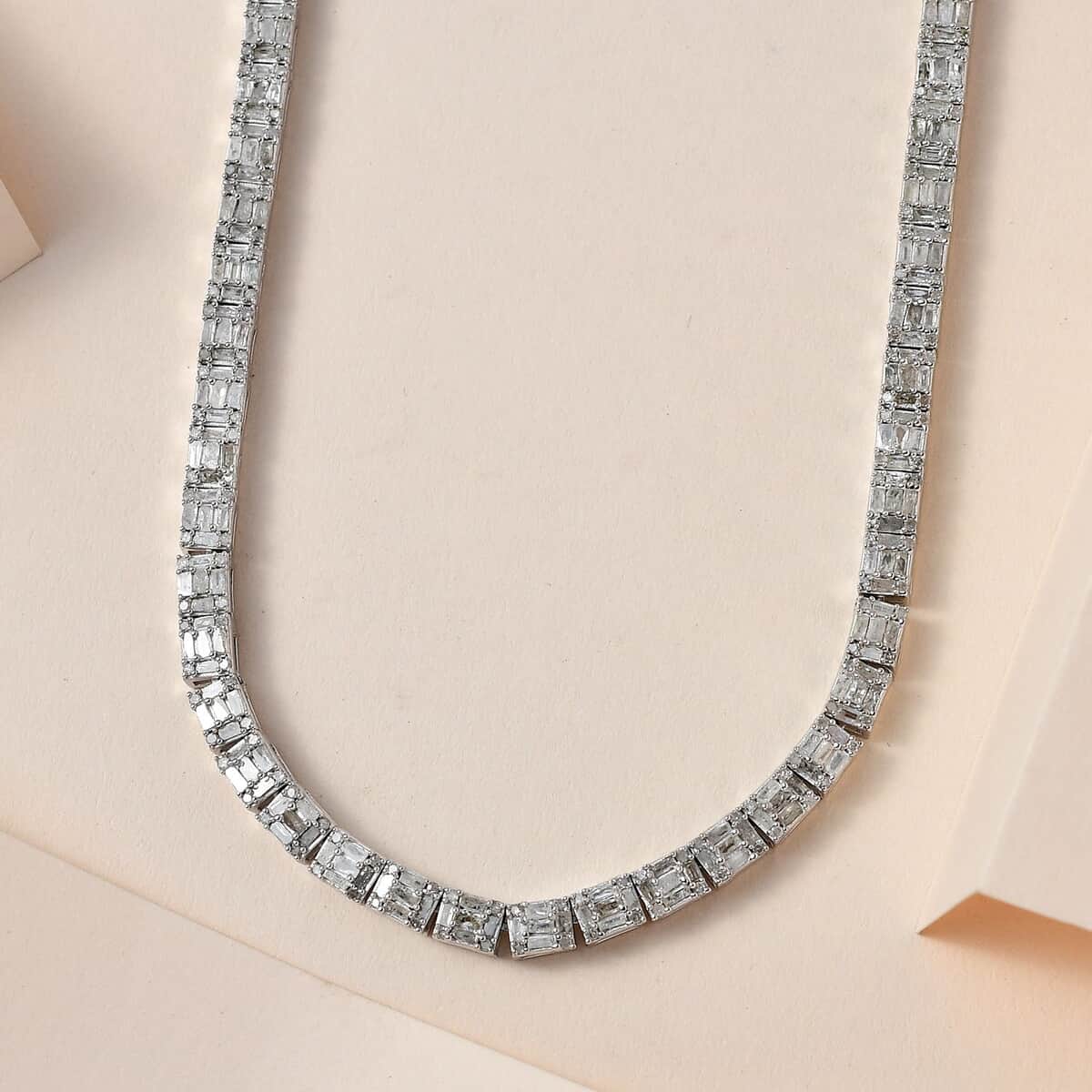 Diamond Necklace 16 Inches in Platinum Over Sterling Silver 4.00 ctw image number 1