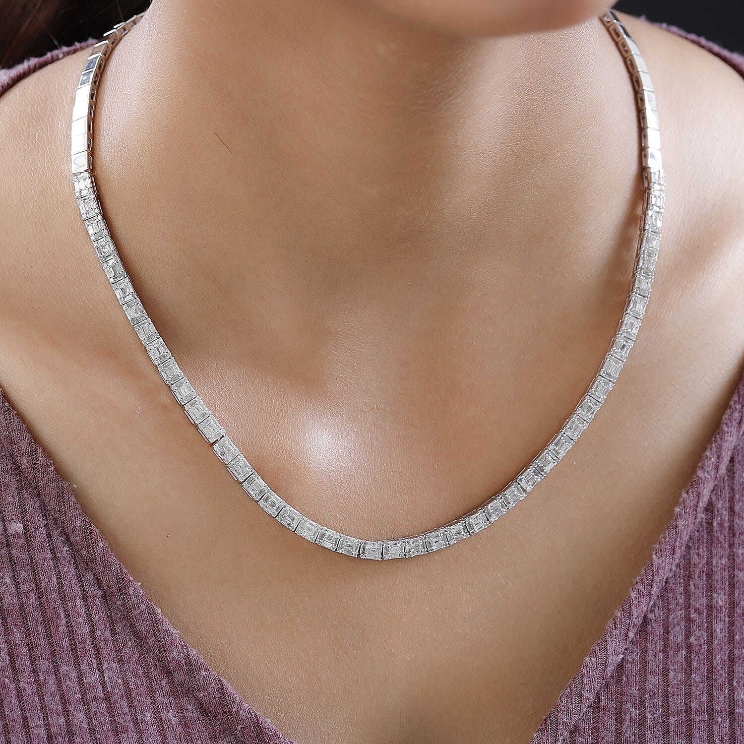 Diamond Necklace 16 Inches in Platinum Over Sterling Silver 4.00 ctw