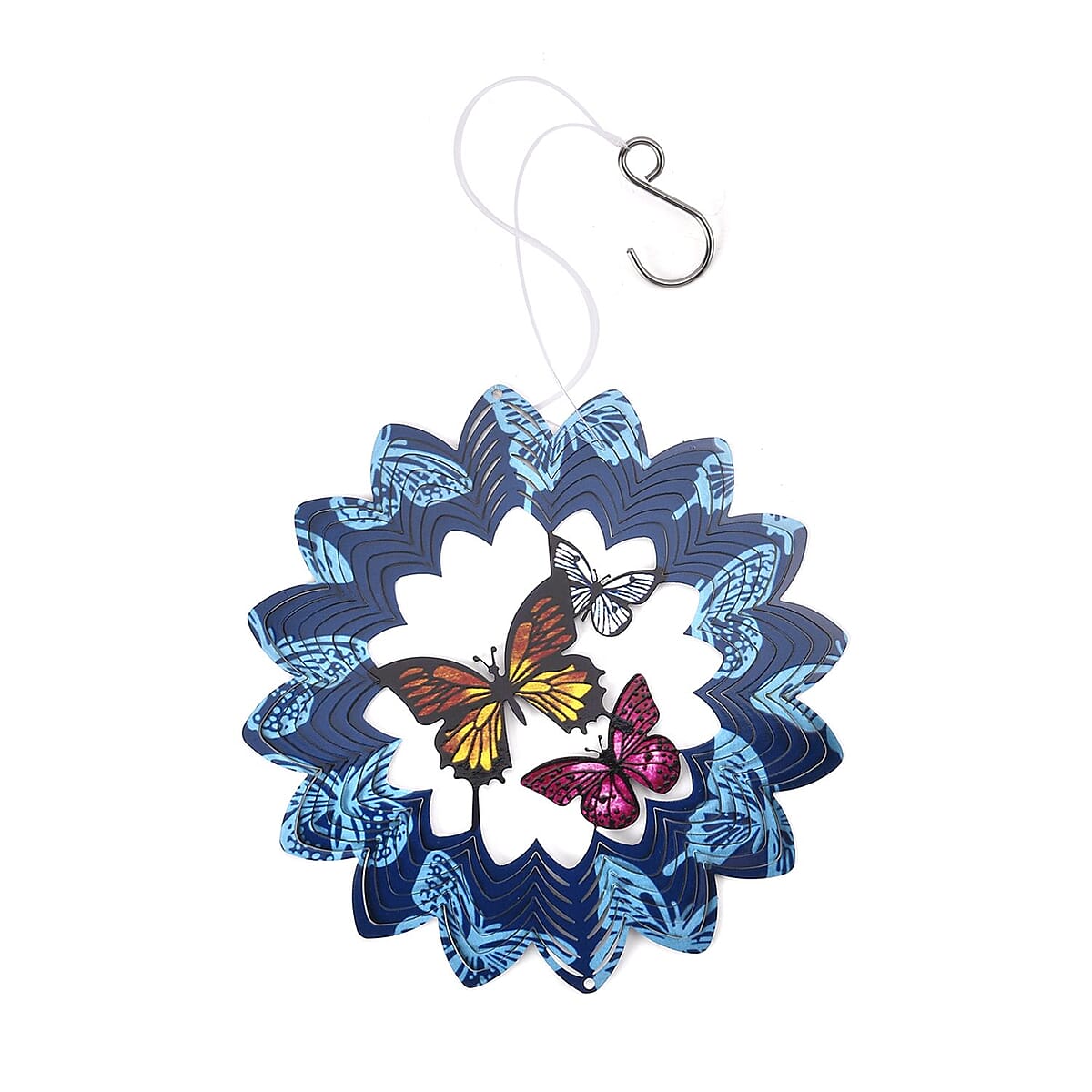 Stainless Steel Magic Kinetic Sculpture Butterfly and Floral Wind Spinner image number 2