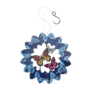 Stainless Steel Magic Kinetic Sculpture Butterfly and Floral Wind Spinner