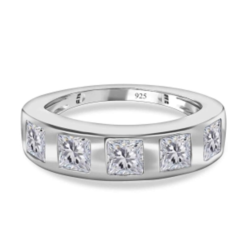 Simulated Diamond 2.76 ctw Ring in Rhodium Over Sterling Silver (Size 9)