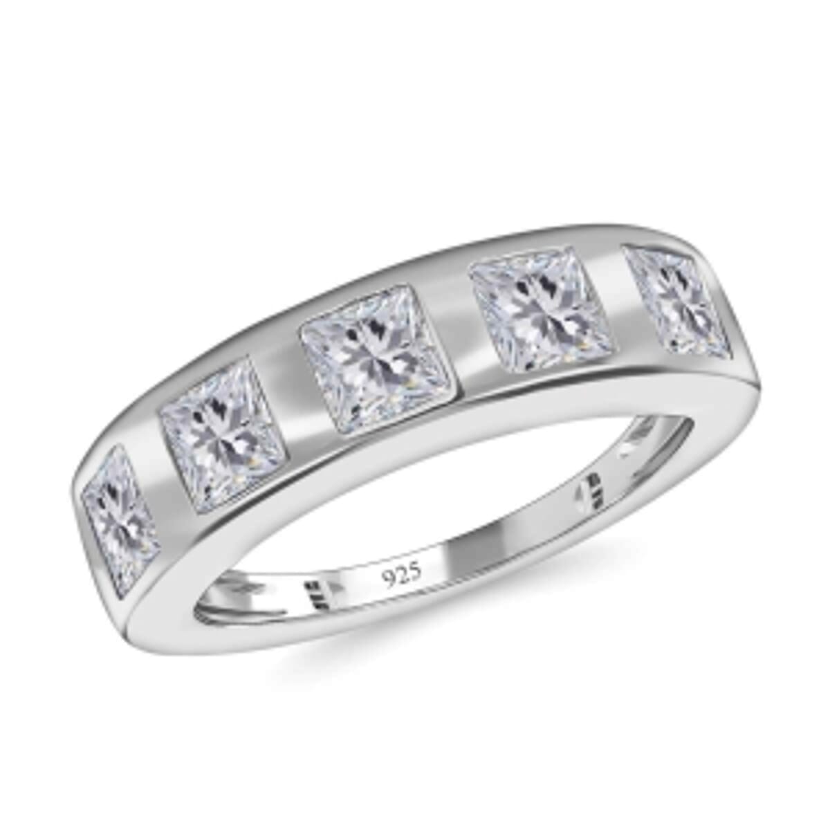 Simulated Diamond 2.76 ctw Ring in Rhodium Over Sterling Silver (Size 9) image number 3