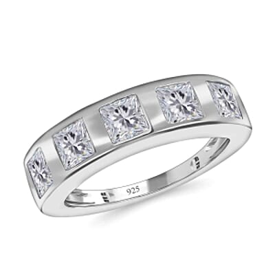 Simulated Diamond 2.76 ctw Ring in Rhodium Over Sterling Silver (Size 9)