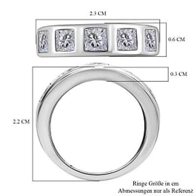 Simulated Diamond 2.76 ctw Ring in Rhodium Over Sterling Silver (Size 9)