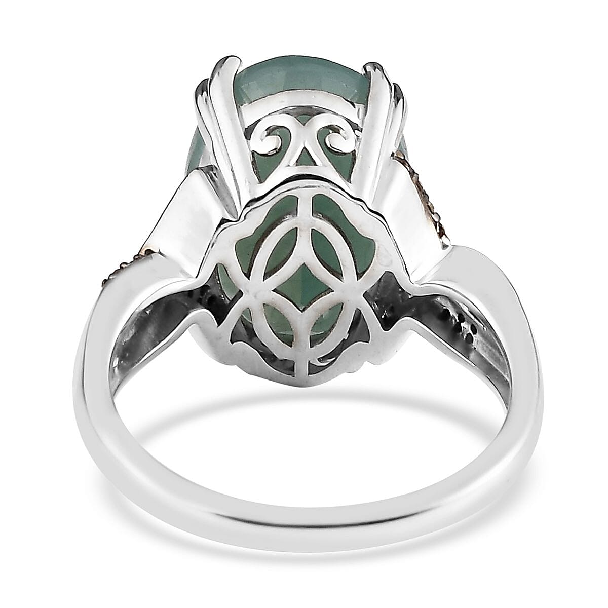 Grandidierite, Natural Champagne and White Diamond Ring in Platinum Over Sterling Silver 6.25 ctw image number 4