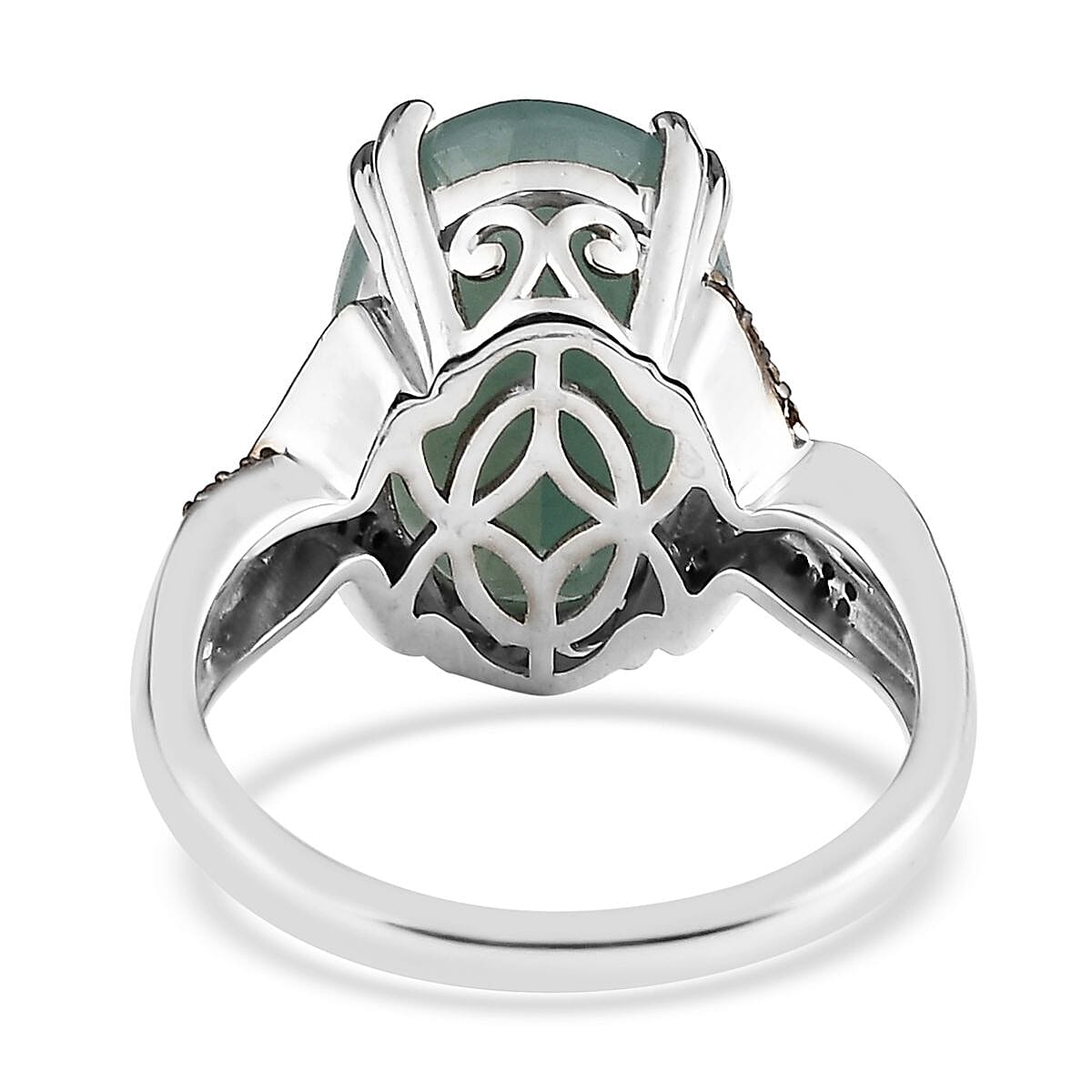 Grandidierite, Natural Champagne and White Diamond 6.25 ctw Ring in Platinum Over Sterling Silver (Size 6.0) image number 4