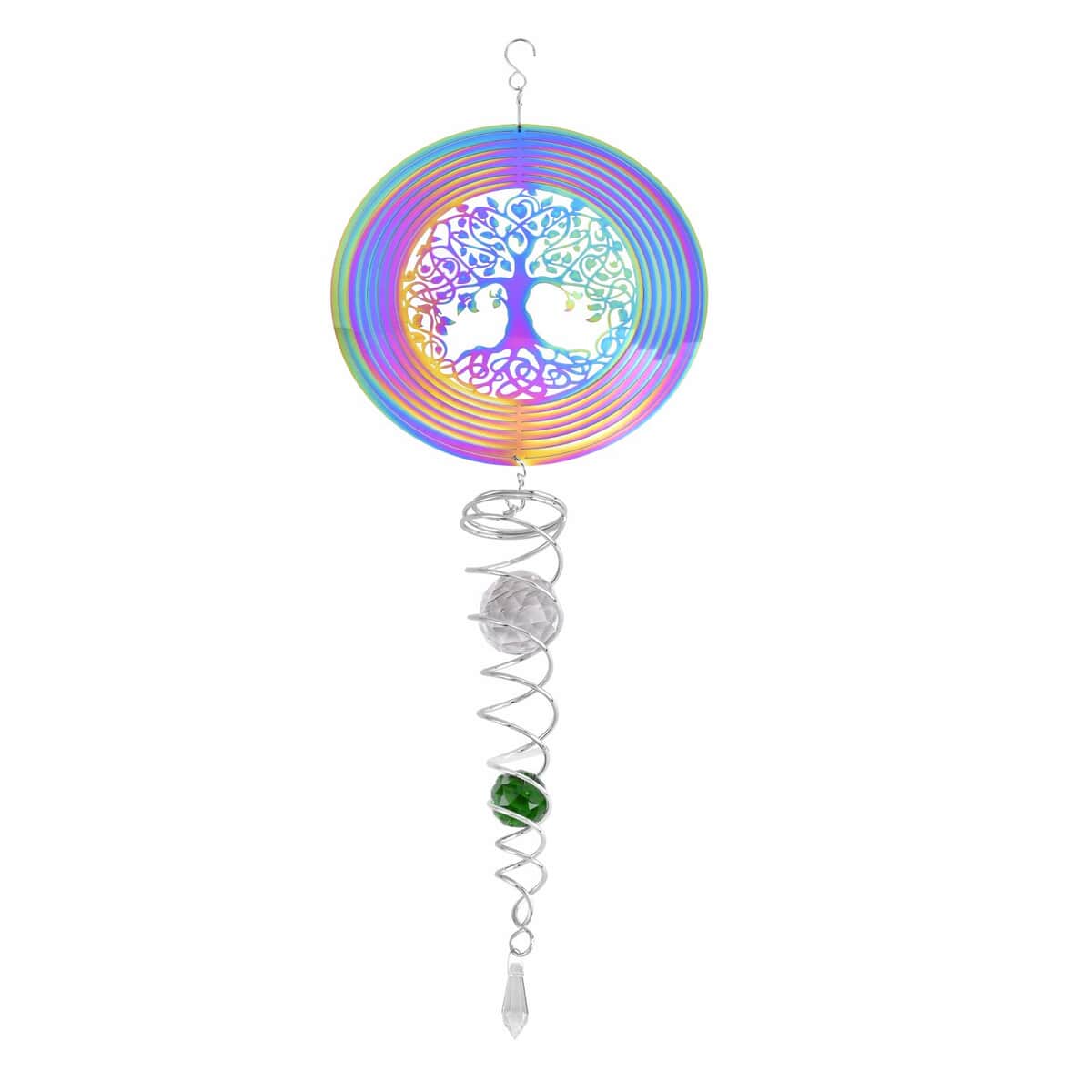 Tree of Life Wind Spinner with Tail in Stainless Steel - Purple image number 1