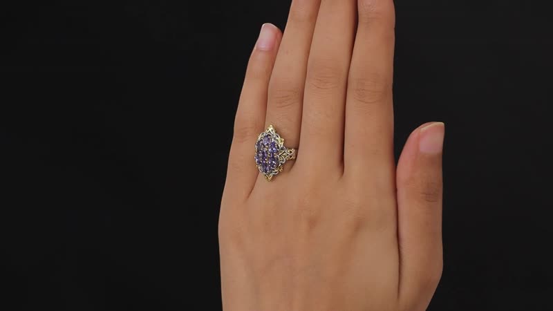 Premium Tanzanite Ring in Vermeil YG and Platinum Over Sterling Silver (Size 10.0) 1.65 ctw