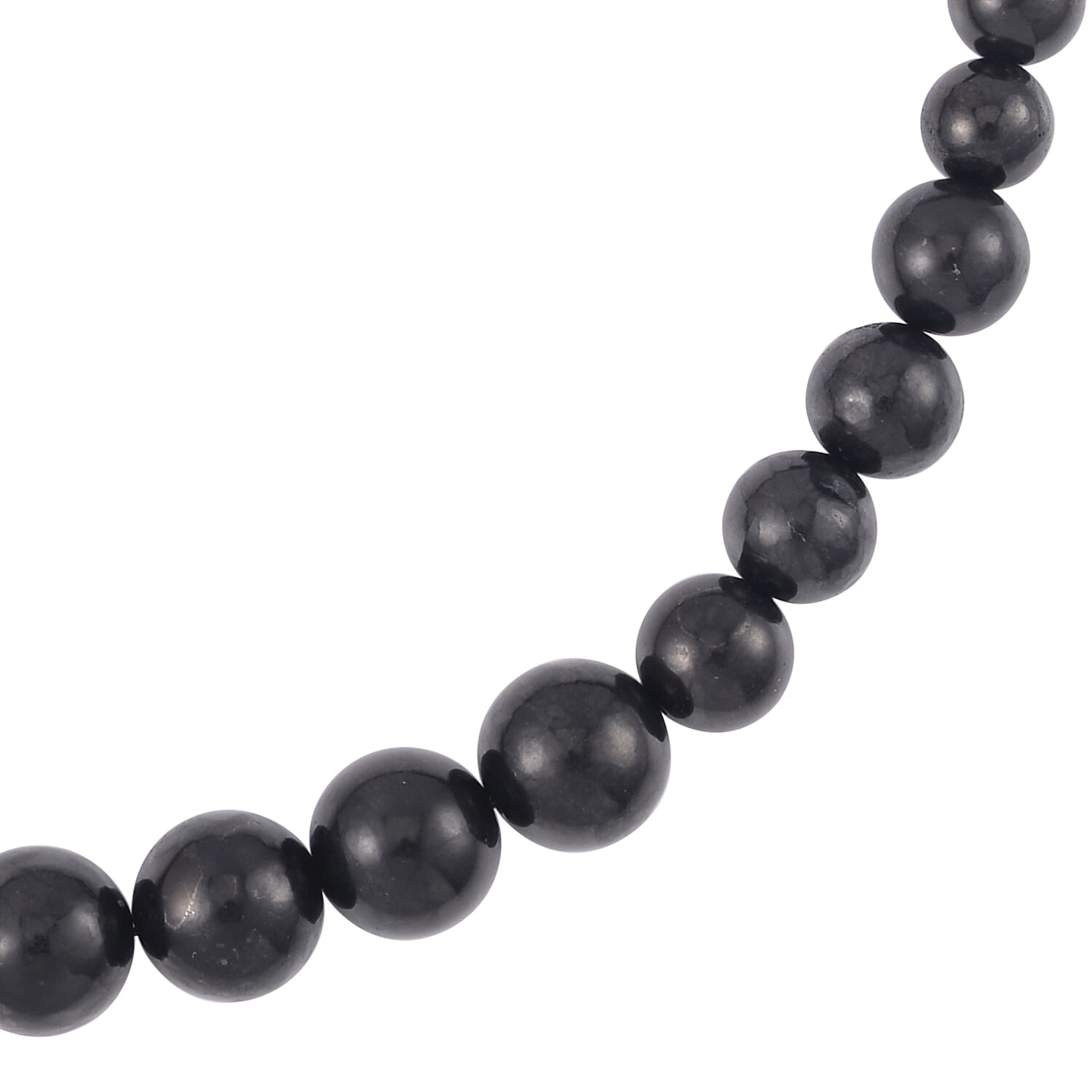Shungite 6-14mm Beaded Necklace 20-22 Inches in Rhodium Over Sterling Silver 348.50 ctw
