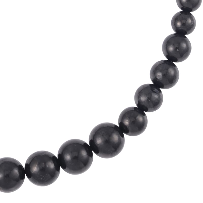 Shungite 6-14mm Beaded Necklace 20-22 Inches in Rhodium Over Sterling Silver 348.50 ctw