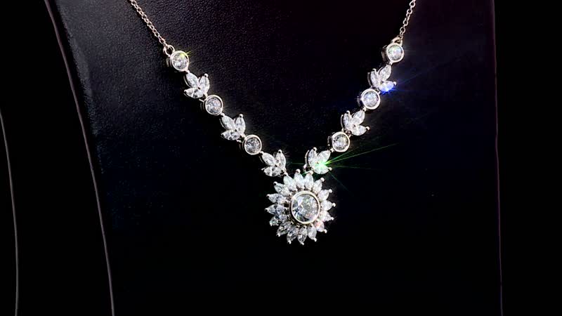 Lustro Stella Finest CZ 11.90 ctw Floral Necklace 18 Inches in Sterling Silver