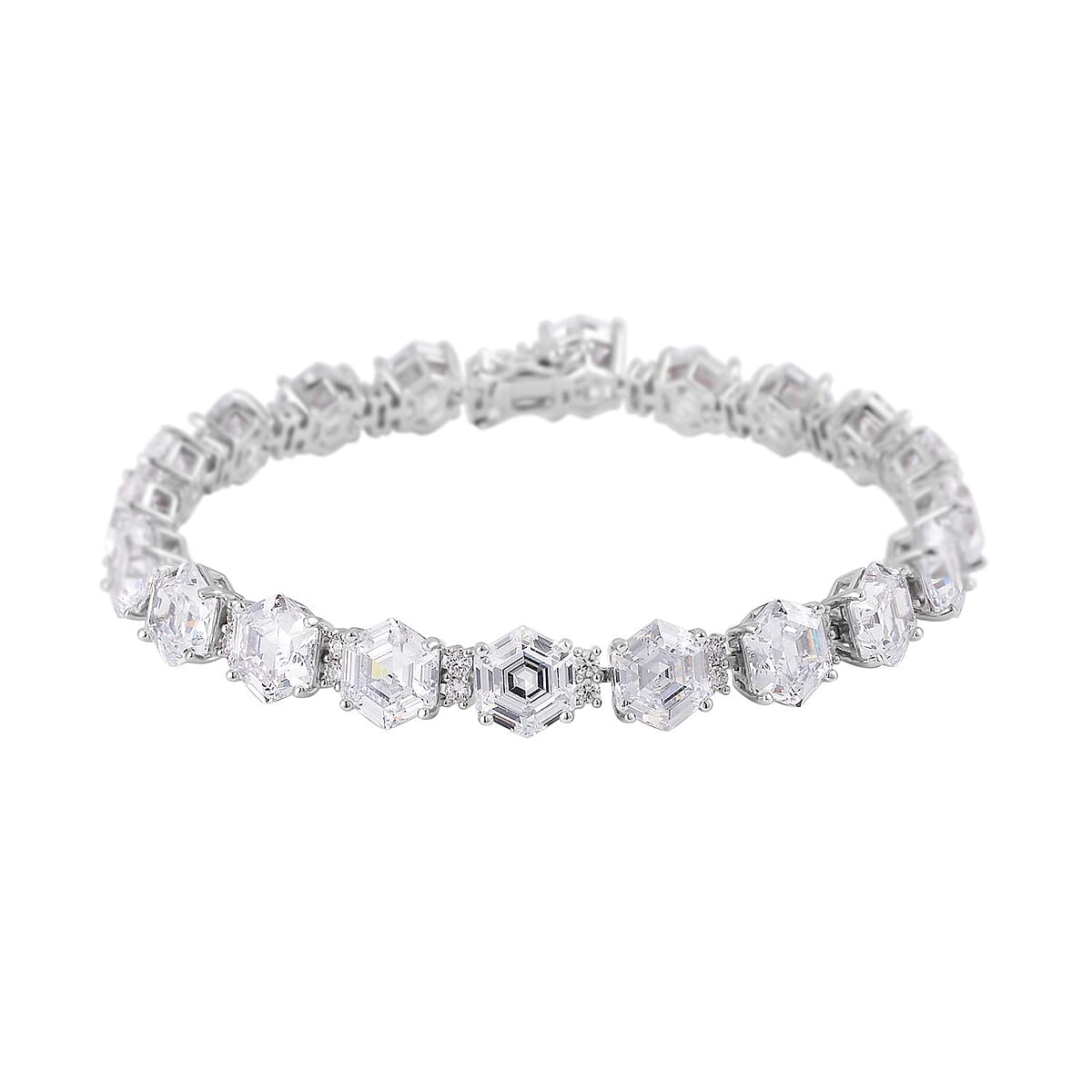 Lustro Stella Finest CZ Tennis Bracelet in Platinum Over Sterling Silver (6.50 In) 35.80 ctw image number 0