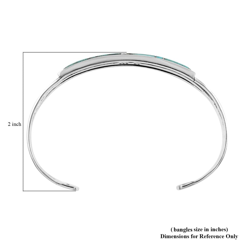 Santa Fe Style Kingman Turquoise Cuff Bracelet in Sterling Silver (6.50 In) 21.00 ctw