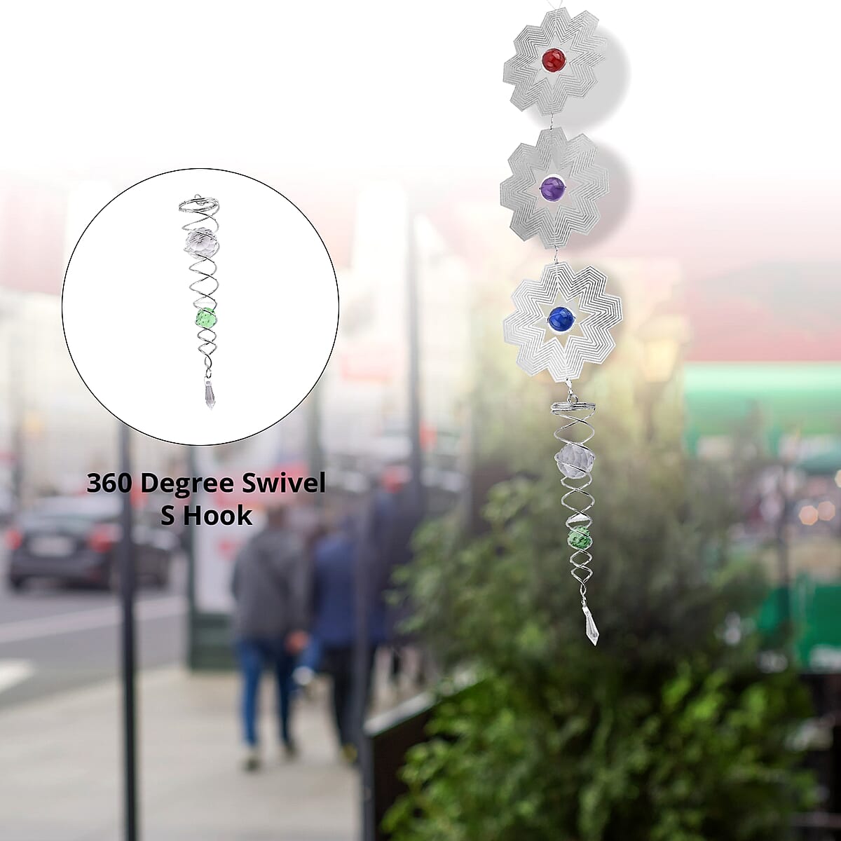 Stainless Steel Magic Kinetic Sculpture 3pcs Floral Wind Spinner image number 1