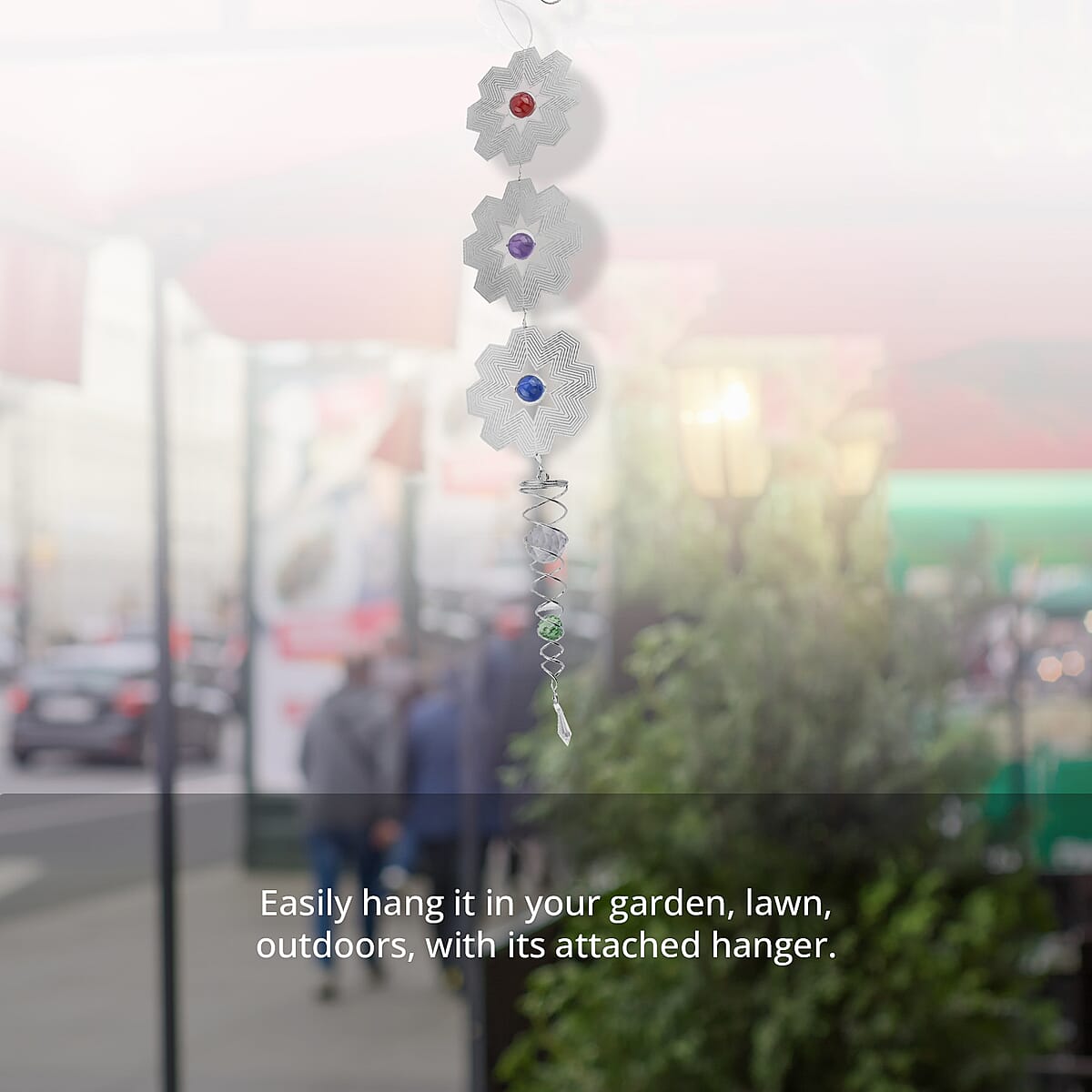 Stainless Steel Magic Kinetic Sculpture 3pcs Floral Wind Spinner image number 2