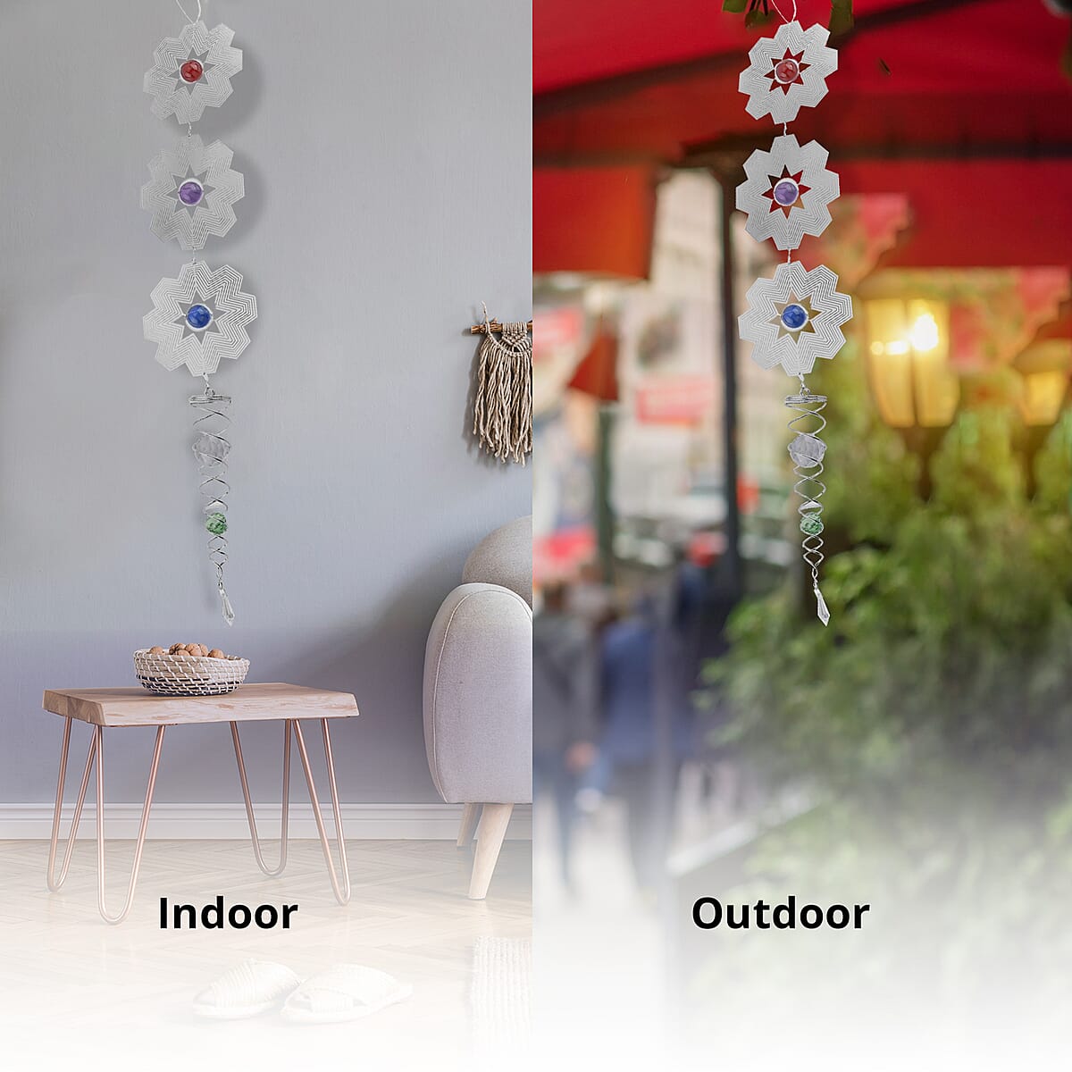 Stainless Steel Magic Kinetic Sculpture 3pcs Floral Wind Spinner image number 3