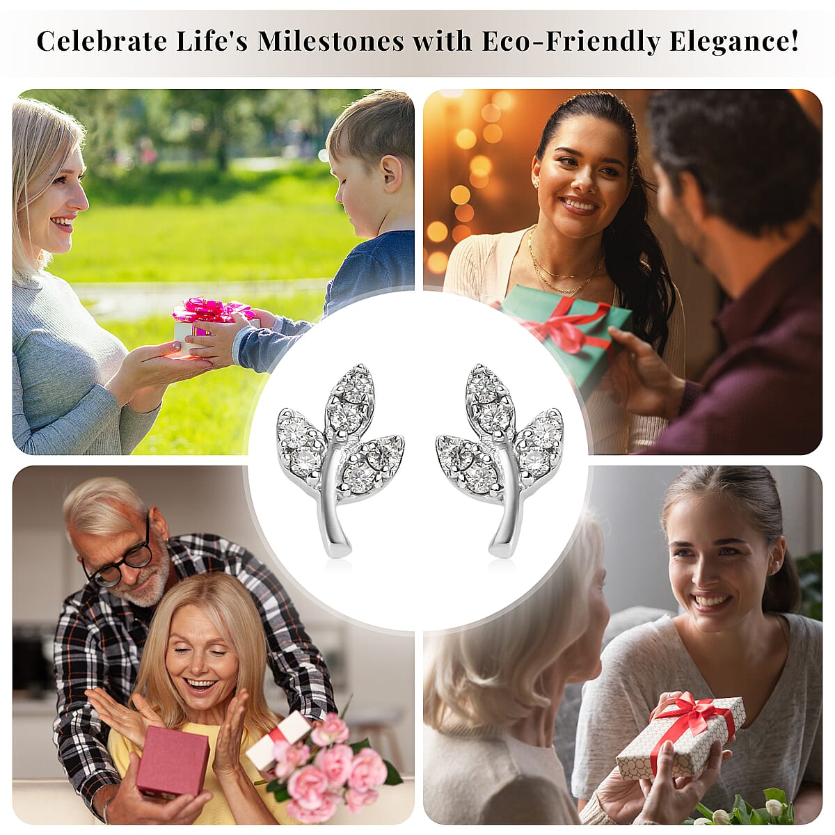 Moissanite Leaf Floral Earrings in Platinum Over Sterling Silver 0.15 ctw image number 4