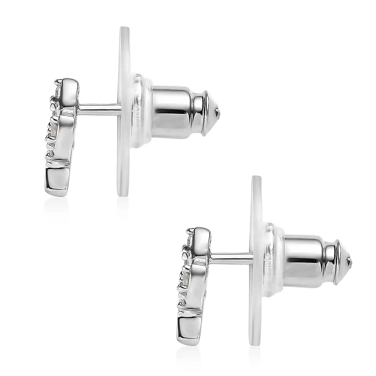 Moissanite Leaf Floral Earrings in Platinum Over Sterling Silver 0.15 ctw image number 5