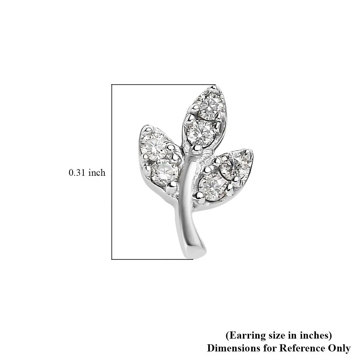 Moissanite Leaf Floral Earrings in Platinum Over Sterling Silver 0.15 ctw image number 6