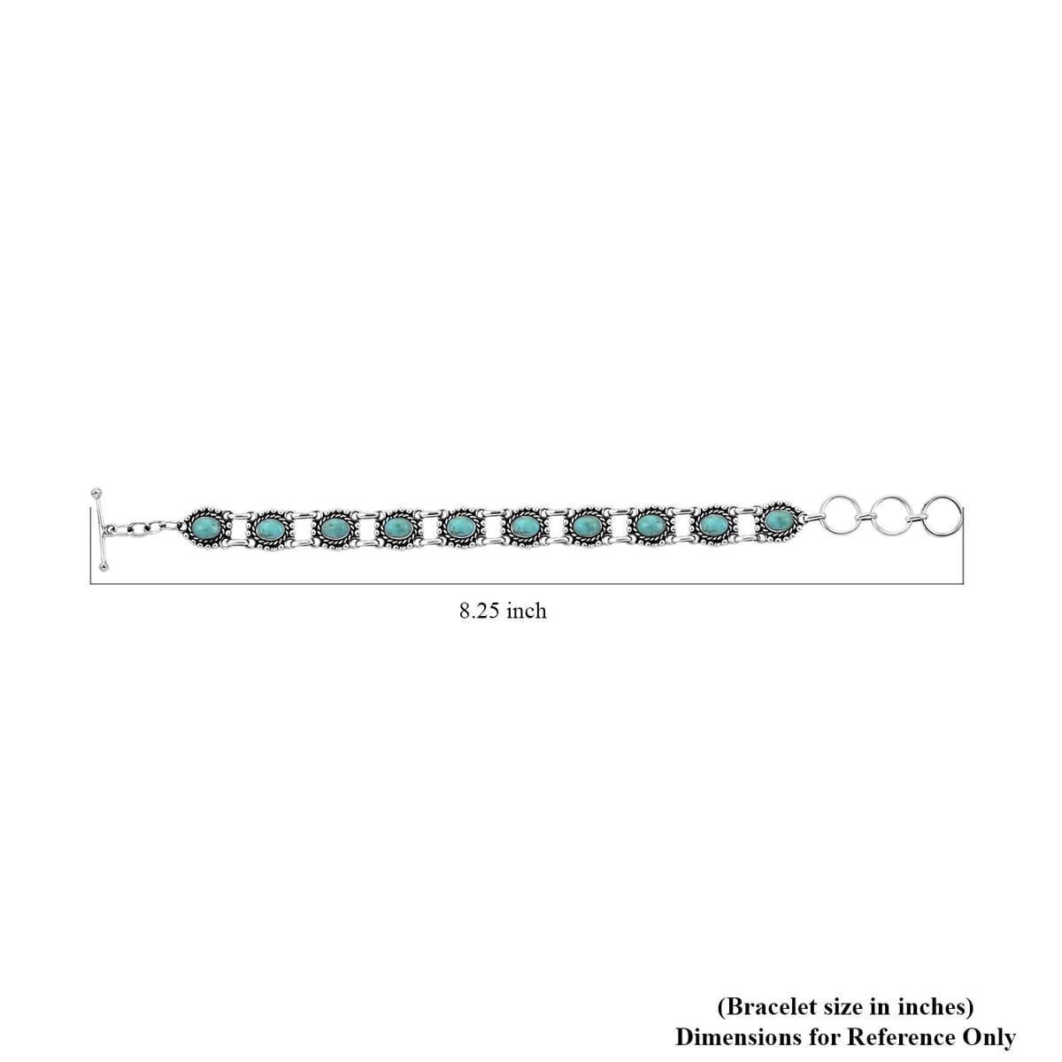 Santa Fe Style Kingman Turquoise Adjustable Bracelet in Sterling Silver 50.00 ctw image number 4