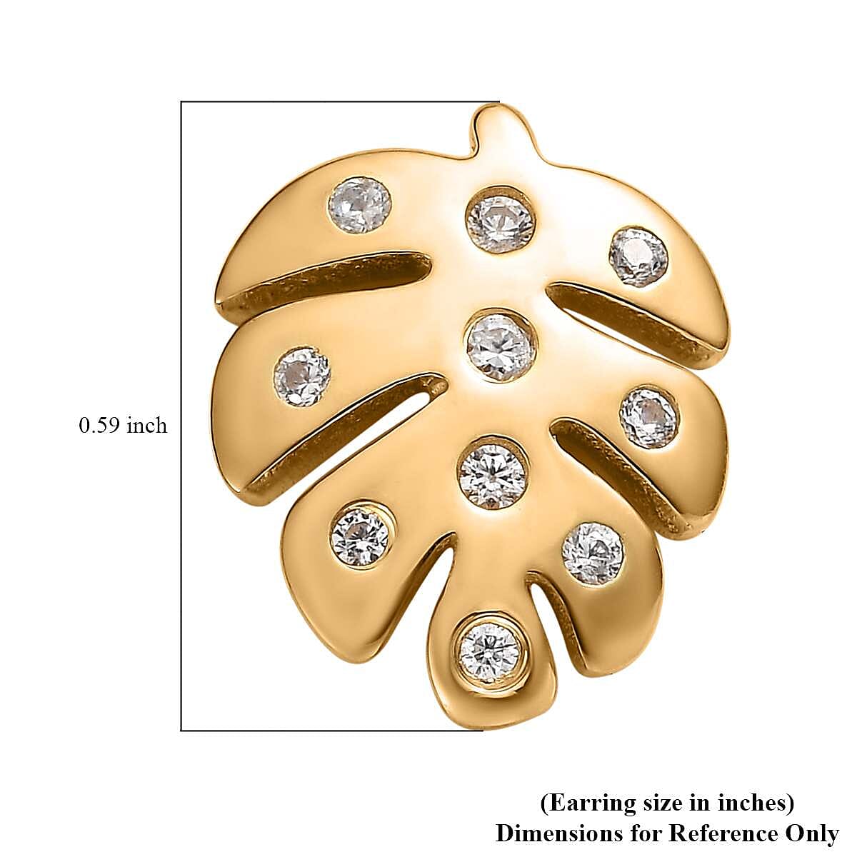 White Zircon Lily Pad Floral Earrings in Vermeil YG Over Sterling Silver 0.50 ctw image number 4