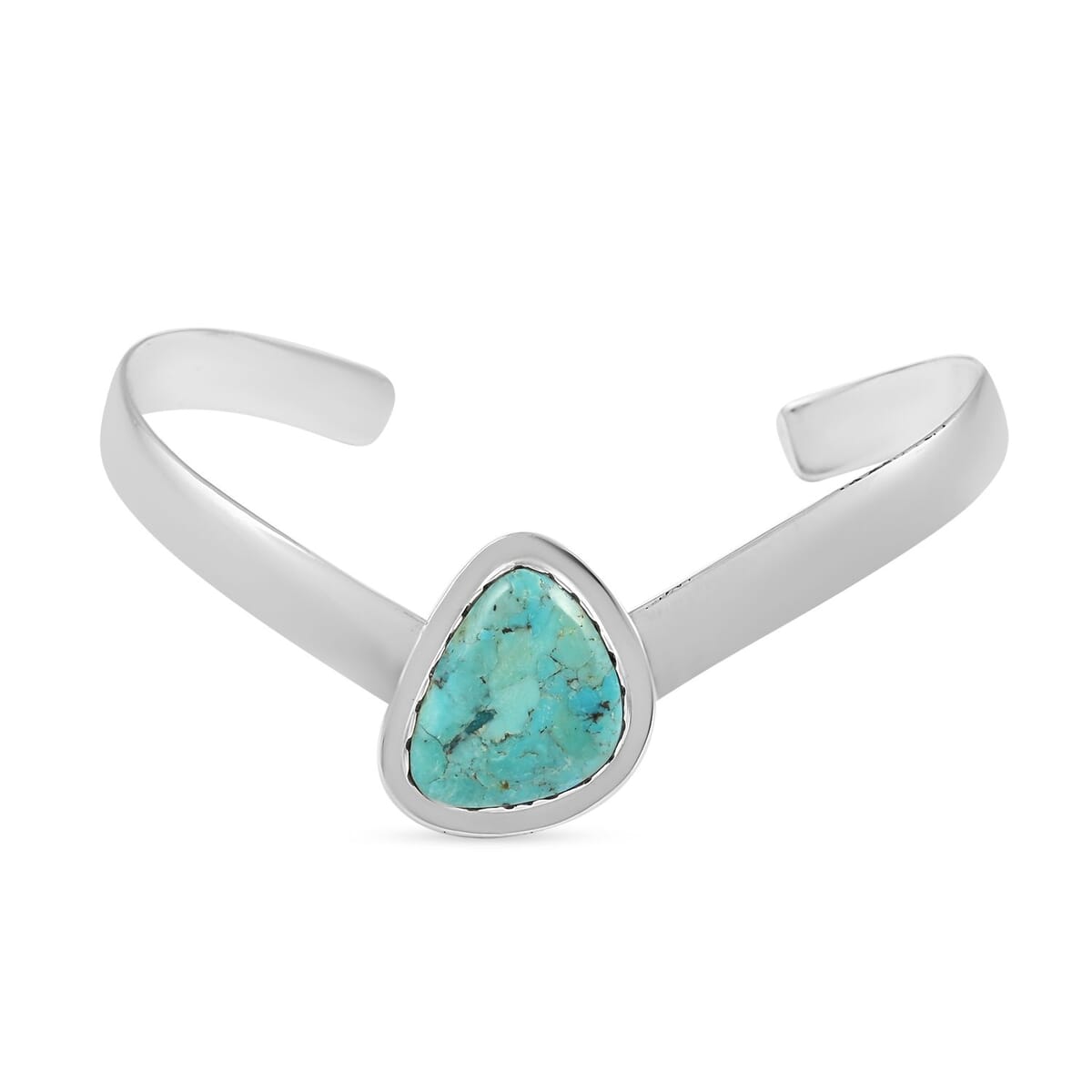 Santa Fe Style Kingman Turquoise Bracelet in Sterling Silver (7.00 In) 7.00 ctw image number 0