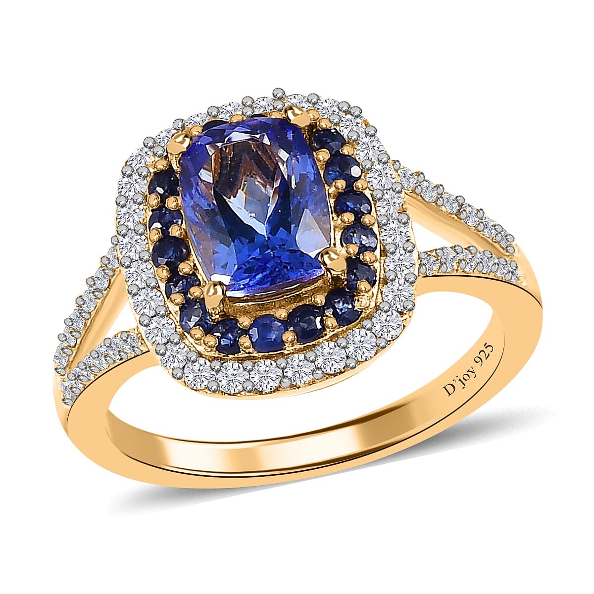 Tanzanite and Multi Gemstone Split Shank Ring in Vermeil Yellow Gold Over Sterling Silver (Size 6.0) 2.40 ctw image number 0