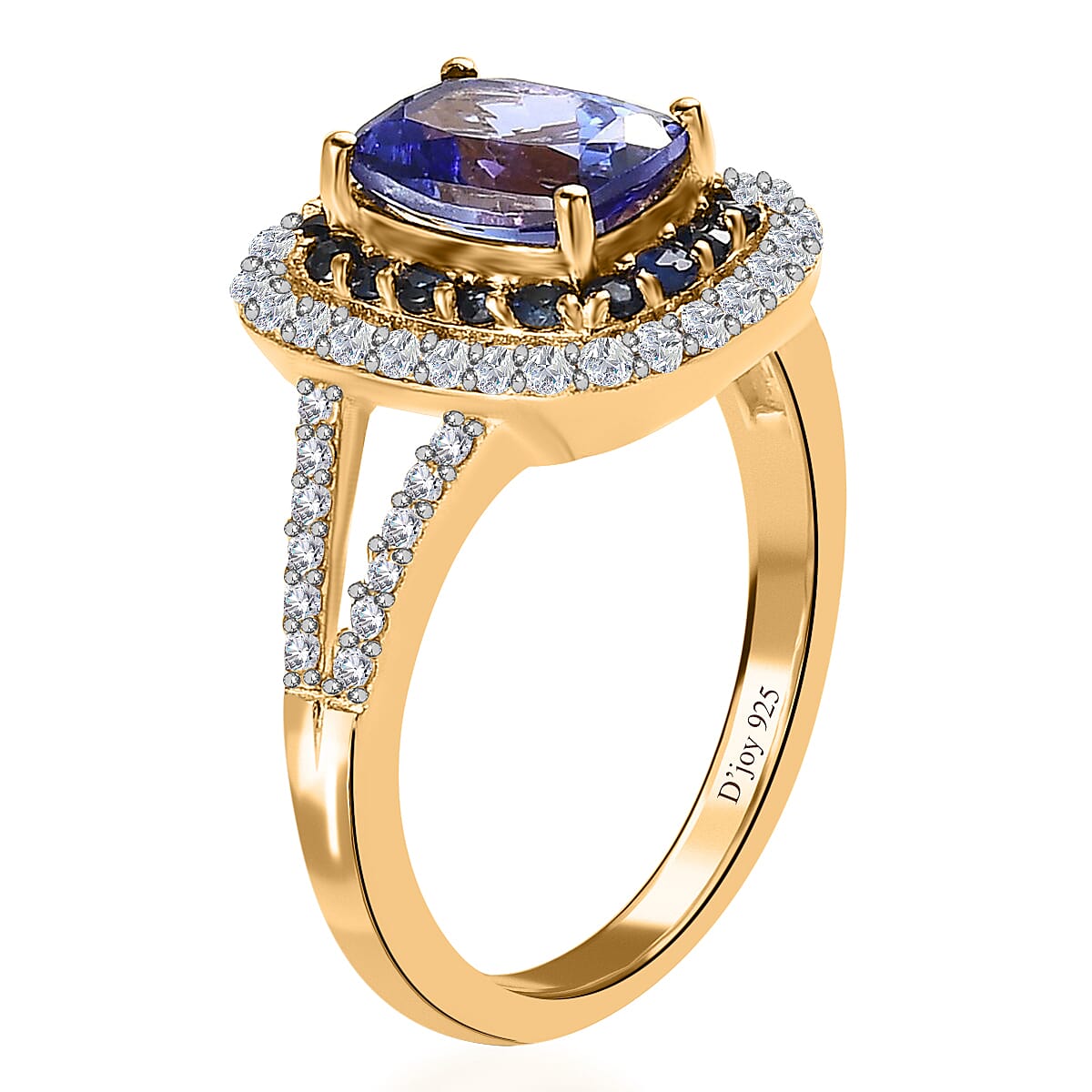 Tanzanite and Multi Gemstone Split Shank Ring in Vermeil Yellow Gold Over Sterling Silver (Size 6.0) 2.40 ctw image number 3